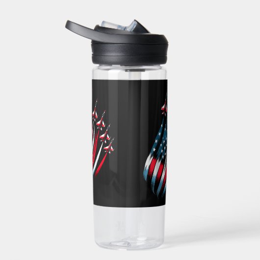 愛国的なアメリカ国旗の戦闘機7月4日 ウォーターボトル (右面)