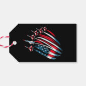 愛国的なアメリカ国旗の戦闘機7月4日 ギフトタグ (裏面横)
