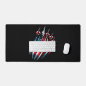 愛国的なアメリカ国旗の戦闘機7月4日 デスクマット (キーボード&マウス)
