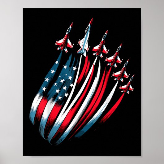 愛国的なアメリカ国旗の戦闘機7月4日 ポスター (正面)