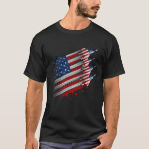愛国的なアメリカ国旗の戦闘機7月4日 Tシャツ