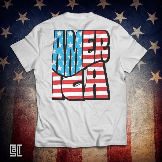 愛国的なアメリカ国旗の文字 太字のアメリカの誇り Tシャツ