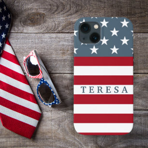愛国的なアメリカ国旗の星とストライプカスタム iPhone 13ケース
