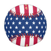 愛国的なアメリカ国旗の星ストライプ名前をカスタムするクール 野球ボール (正面)