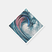 愛国的なアメリカ国旗の波 スタンダードカクテルナプキン (角)