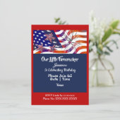 愛国的なアメリカ国旗の爆竹誕生日少年 招待状 (スタンド正面)