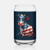愛国的なアメリカ国旗の牛のイラストレーション ガラス缶 (裏面)