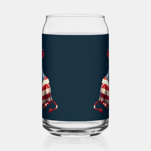 愛国的なアメリカ国旗の牛のイラストレーション ガラス缶 (右)