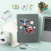 愛国的なアメリカ国旗の牛のイラスト シール (iPadカバー)