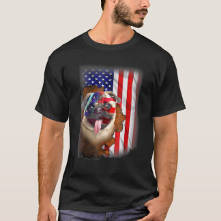 愛国的なアメリカ国旗の犬 Tシャツ