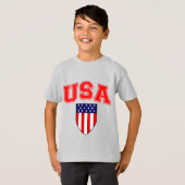 愛国的なアメリカ国旗の盾 Tシャツ (正面フル)