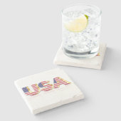 愛国的なアメリカ国旗の石コースター ストーンコースター (横)