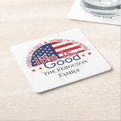 愛国的なアメリカ国旗の紙コースター スクエアペーパーコースター (アングル)