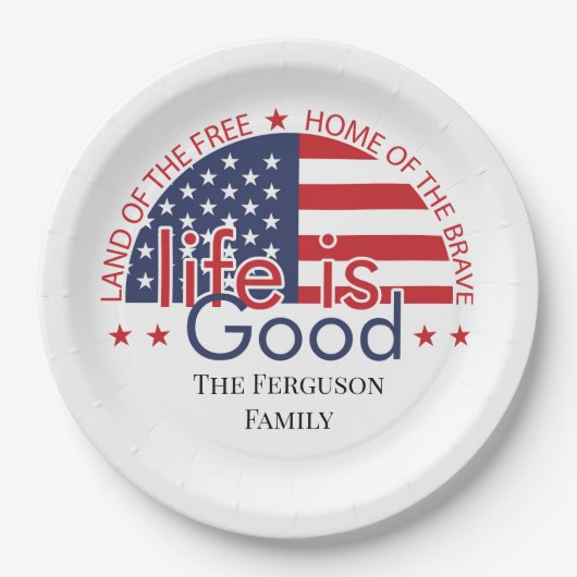 愛国的なアメリカ国旗の紙プレート ペーパープレート (正面)