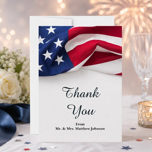 愛国的なアメリカ国旗の結婚式のお礼 サンキューカード