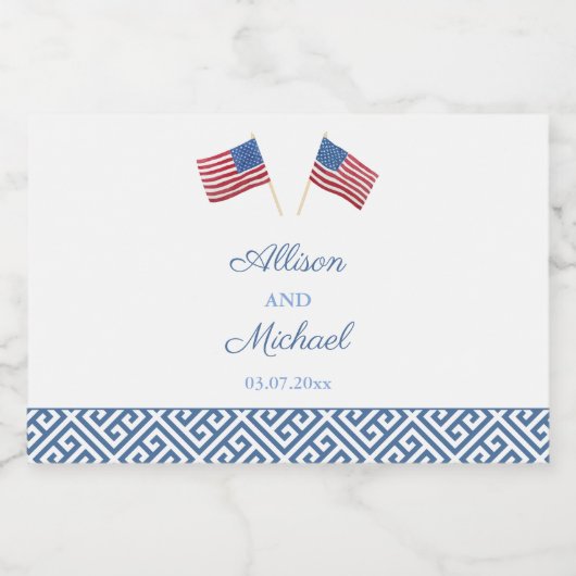 愛国的なアメリカ国旗の結婚式の引き出物 リキュールボトルラベル (シングルラベル)