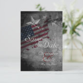 愛国的なアメリカ国旗の結婚式の日付を保存 招待状 (スタンド正面)