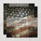 愛国的なアメリカ国旗の結婚式招待状（RSVP付） 招待状 (正面/裏面)