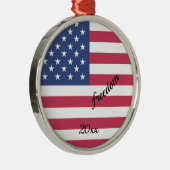 愛国的なアメリカ国旗の自由の編集可能オーナメント メタルオーナメント (右)