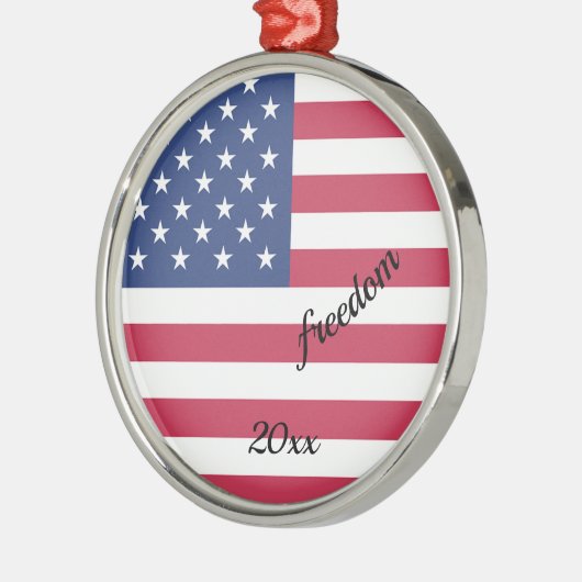 愛国的なアメリカ国旗の自由の編集可能オーナメント メタルオーナメント (左)