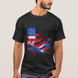 「愛国的なアメリカ国旗の色Tシャツ Tシャツ