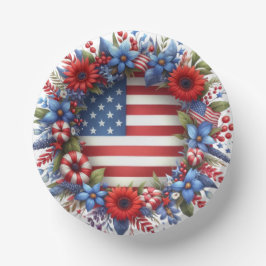 愛国的なアメリカ国旗の花柄 ペーパーボウル
