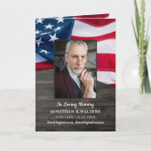 愛国的なアメリカ国旗の記念写真軍隊葬儀 サンキューカード (正面)