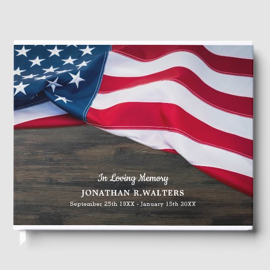 愛国的なアメリカ国旗の記念軍隊葬儀 ゲストブック (正面)