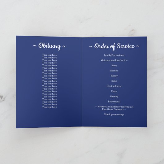 愛国的なアメリカ国旗の記念退役軍人葬儀 プログラム (内部)