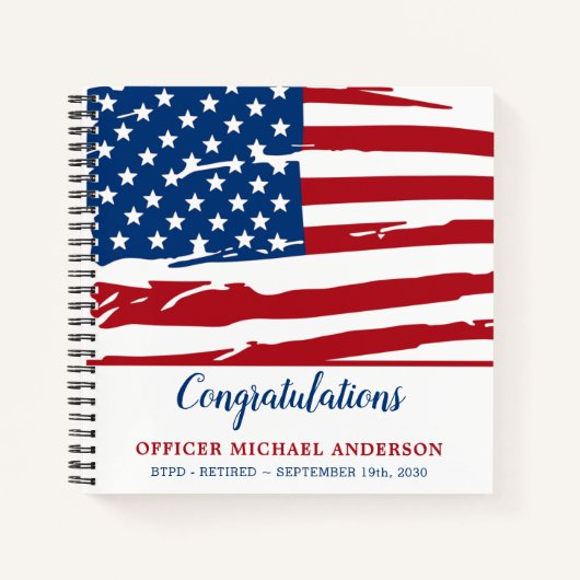 愛国的なアメリカ国旗の警察の退職ゲストブック ノートブック (正面)
