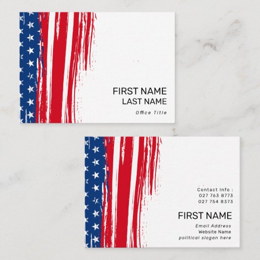 愛国的なアメリカ国旗の赤い政治運動 名刺 (正面/裏面)