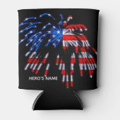 愛国的なアメリカ国旗の赤い青クール名 缶クーラー (正面)