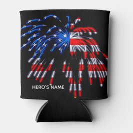 愛国的なアメリカ国旗の赤い青クール名 缶クーラー