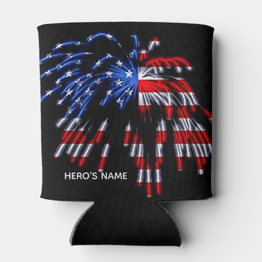 愛国的なアメリカ国旗の赤い青クール名 缶クーラー (裏面)