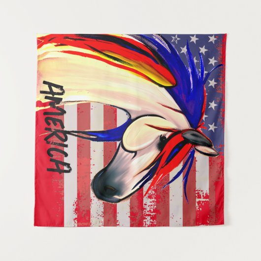 愛国的なアメリカ国旗の赤白と青 タペストリー (正面(横))