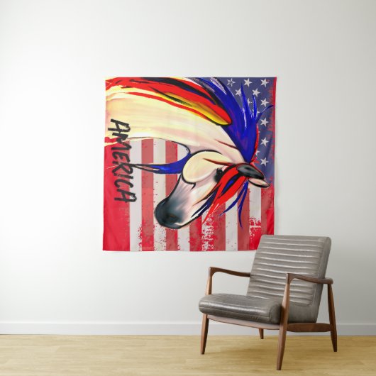 愛国的なアメリカ国旗の赤白と青 タペストリー (インサイチュ(横))