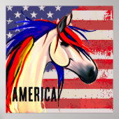 愛国的なアメリカ国旗の赤白と青 ポスター (正面)