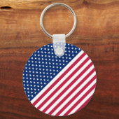 愛国的なアメリカ国旗の赤白青スターストライプズ キーホルダー (正面)