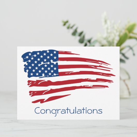 愛国的なアメリカ国旗の軍隊おめでとう (スタンド正面)