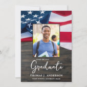 愛国的なアメリカ国旗の軍隊卒業 招待状 (正面)