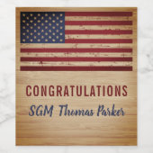 愛国的なアメリカ国旗の軍隊退職パーティー ワインラベル (シングルラベル)