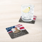 愛国的なアメリカ国旗の軍隊退職 スクエアペーパーコースター (インサイチュ)