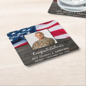 愛国的なアメリカ国旗の軍隊退職 スクエアペーパーコースター (アングル)