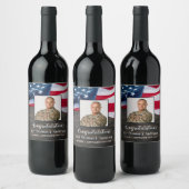 愛国的なアメリカ国旗の軍隊退職 ワインラベル (ボトル)