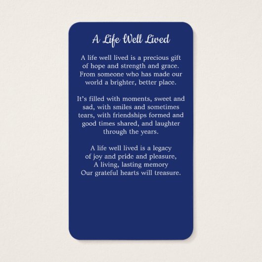 愛国的なアメリカ国旗の追悼式祈りの言葉カード (裏面)