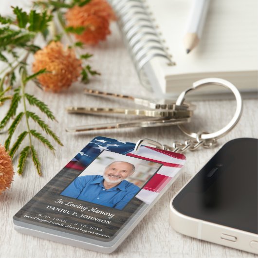 愛国的なアメリカ国旗の追悼式祈りの言葉カード キーホルダー (正面右)