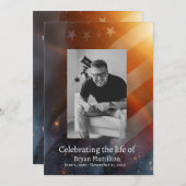 愛国的なアメリカ国旗の追悼式祈りの言葉カード 招待状 (正面/裏面)