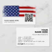 愛国的なアメリカ国旗の退役軍人サービスQRコード 名刺 (正面/裏面)