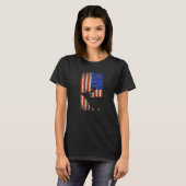 愛国的なアメリカ国旗の鹿ハンター狩り Tシャツ (正面フル)