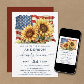 愛国的なアメリカ国旗ひまわりファミリー懇親会 招待状